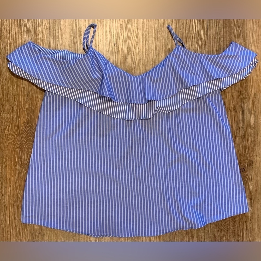 Excellent Condition, A New Day, Striped Ruffle Off Shoulder Blouse, Size M/L - Picture 1 of 6